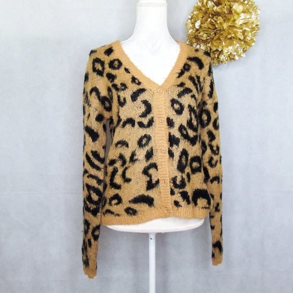 bp Sweaters - BP. Brass Plum Leopard Knit Cardigan Sweater S